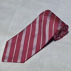 Brooks Brothers Red Gold & Silver Striped Tie Woven Italian Silk USA‎ Made